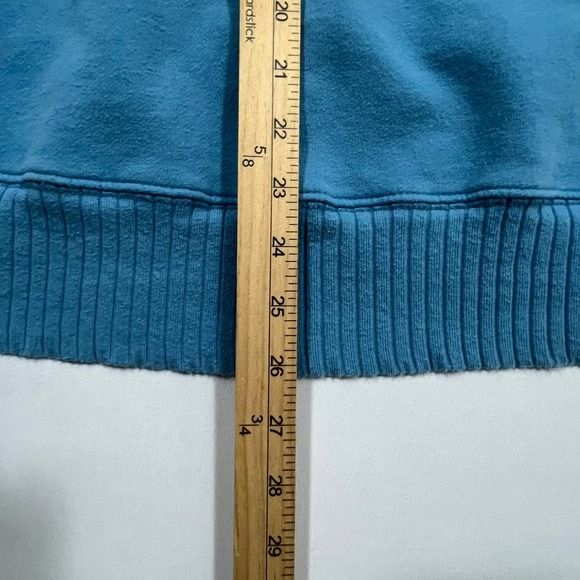 American Eagle Hoodie Oversized Ribbed Fleece Pullover Blue Split Hem Women L - Picture 6 of 14